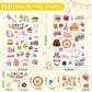Linaye 24 Sheets Happy Birthday Stickers For Kids Adults 730 Counts Birthday Stickers Small Large Stickers For Birthday Party, B