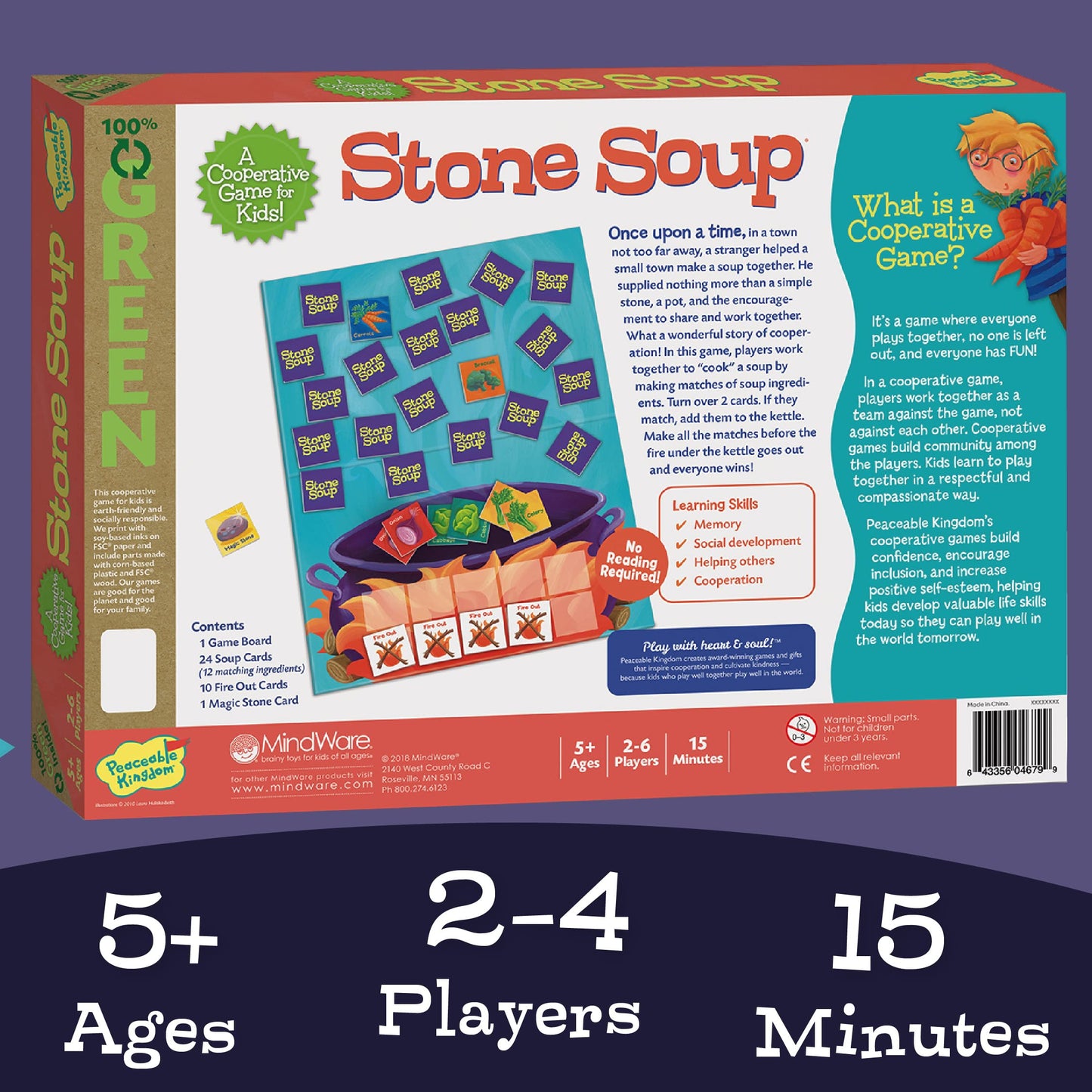 Peaceable Kingdom Stone Soup Cooperative Memory Game - Multicolor, Cardstock, Model GM104 for Kids
