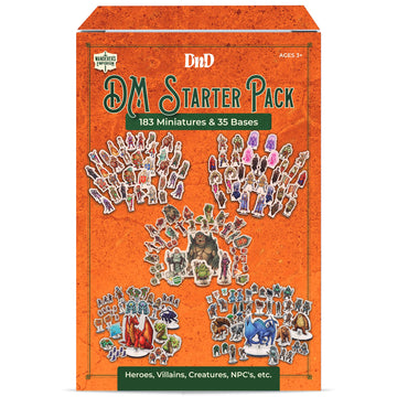 Wanderers Emporium DND Miniatures Starter Set - Hard Flat Minis with Bases, 28mm-32mm Scale, Cardboard, Ideal for Dungeons and Dragons 5e