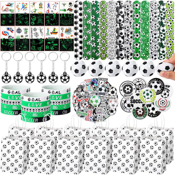 Aoriher 194 Pcs Soccer Party Favor Bulk Sport Birthday Party Gift Soccer Goodie Bag Filler Mini Soccer Ball Toy Silicone Bracele