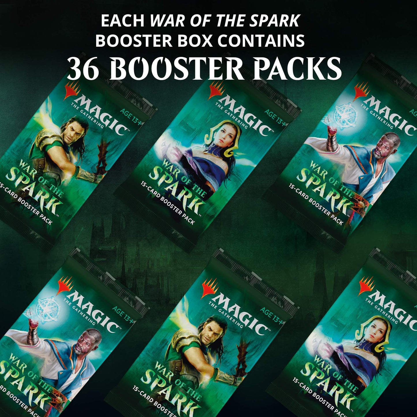Magic: The Gathering War Of The Spark Booster Box | 36 Booster Packs | Planeswalker In Every Pack