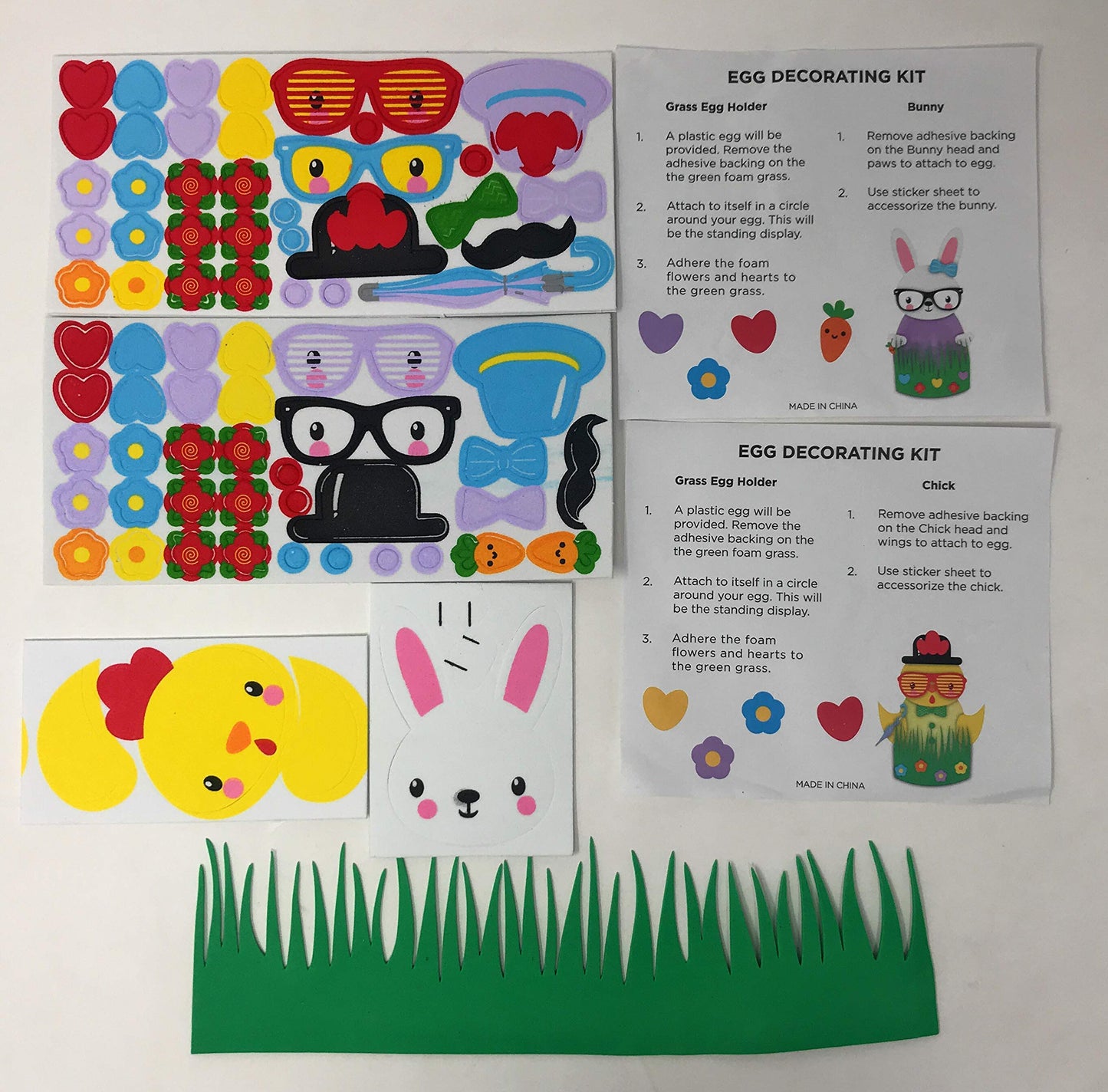 Funiverse Bulk 18 Sets of Easter Egg Decorating Foam Kids Craft Kits (Easter Eggs Not Included) - Over 700 Pieces of No Mess. No