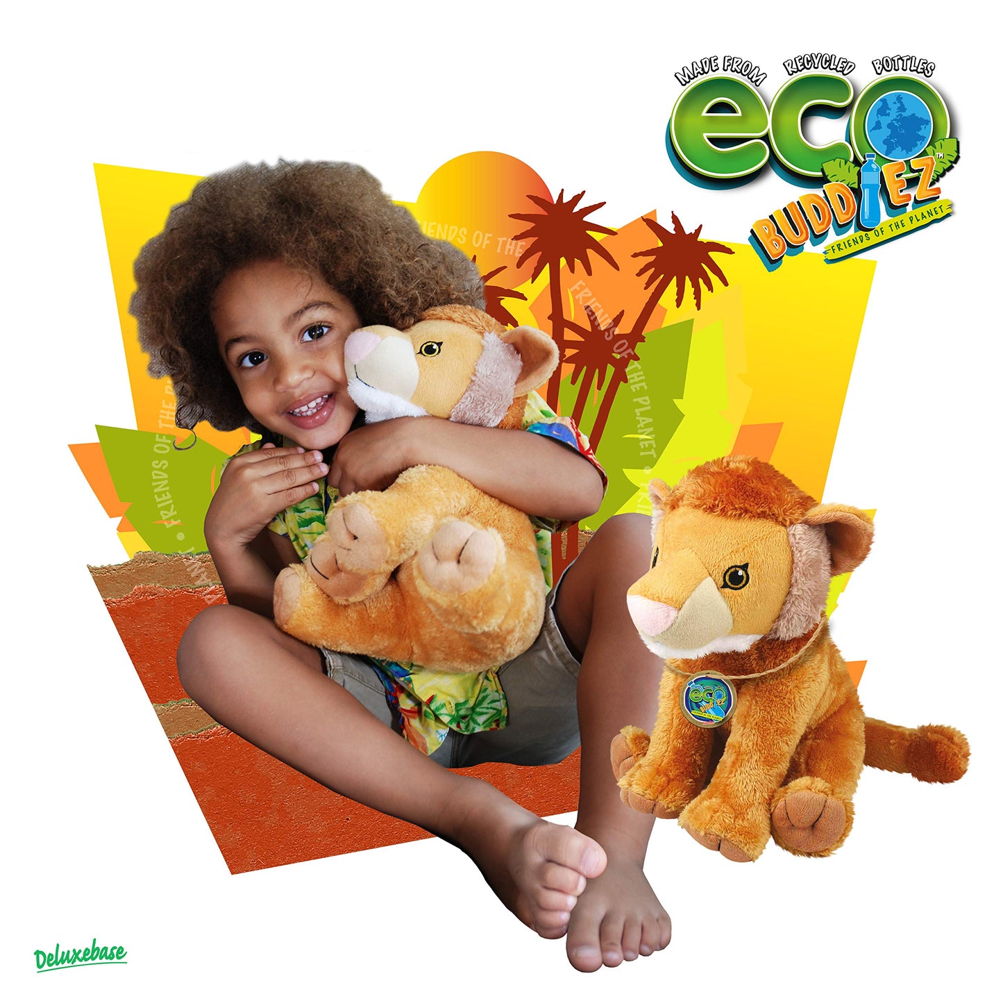 Ecobuddiez - Lion From Deluxebase. 12 Inch Lion Plush Toy. Eco Friendly Child Safe Lion Stuffed Animal Made From Recycled Plastic Bottles.