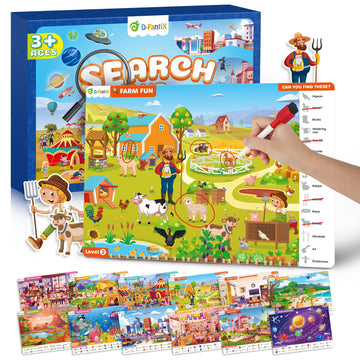 Preschool Learning Activity - Search And Find Book, Reusable Learning & Education Toys, Travel Game For Road Trip Car Airplane, 24 Activity With 4 Dry Erase Markers, Birthday Gifts For Kid Ages 3-6