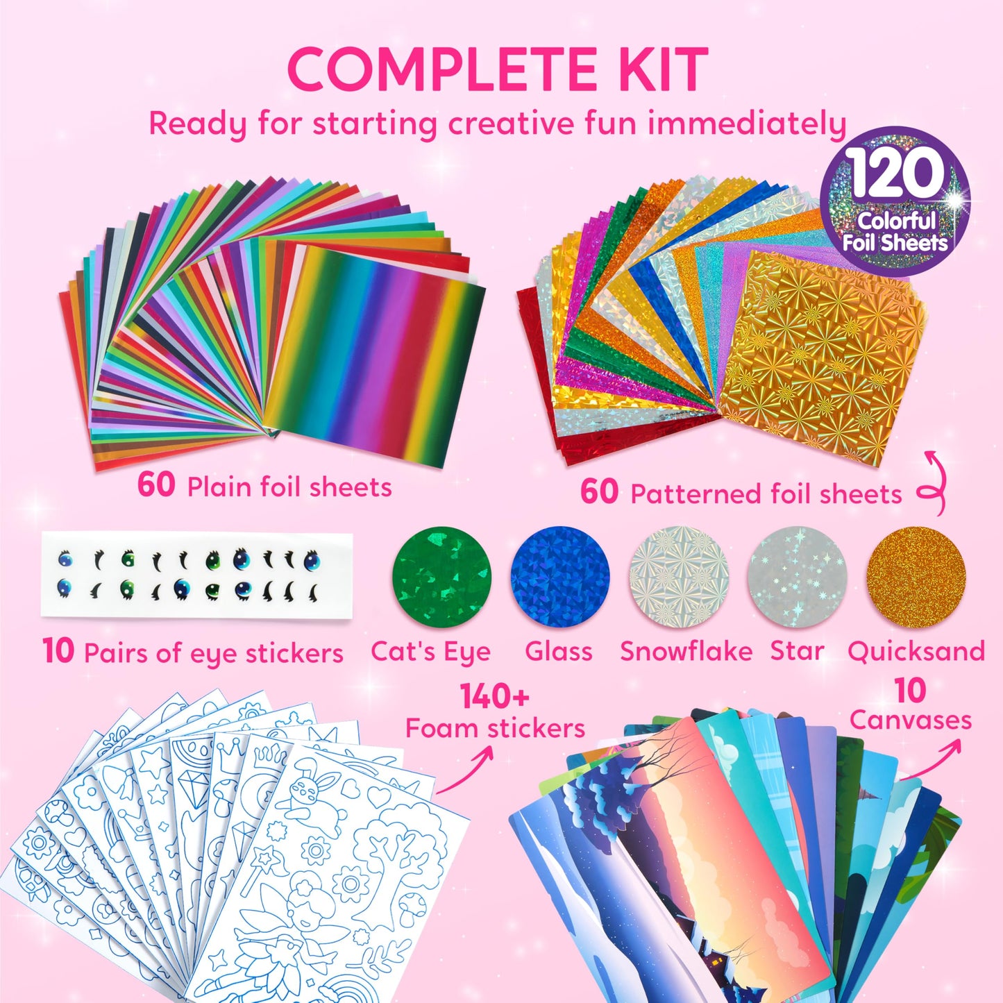 Klever Kits Princess Foil Art Kit for Kids - Arts & Crafts Supplies, Mess Free Coloring, Foil Foam Stickers, Creative Travel Toy