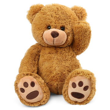 Lotfancy Teddy Bear Stuffed Animals, 20 Inch Soft Cuddly Stuffed Plush Bear, Cute Stuffed Animals Toy With Footprints, Gifts For Kids Baby Toddlers On Baby Shower, Brown