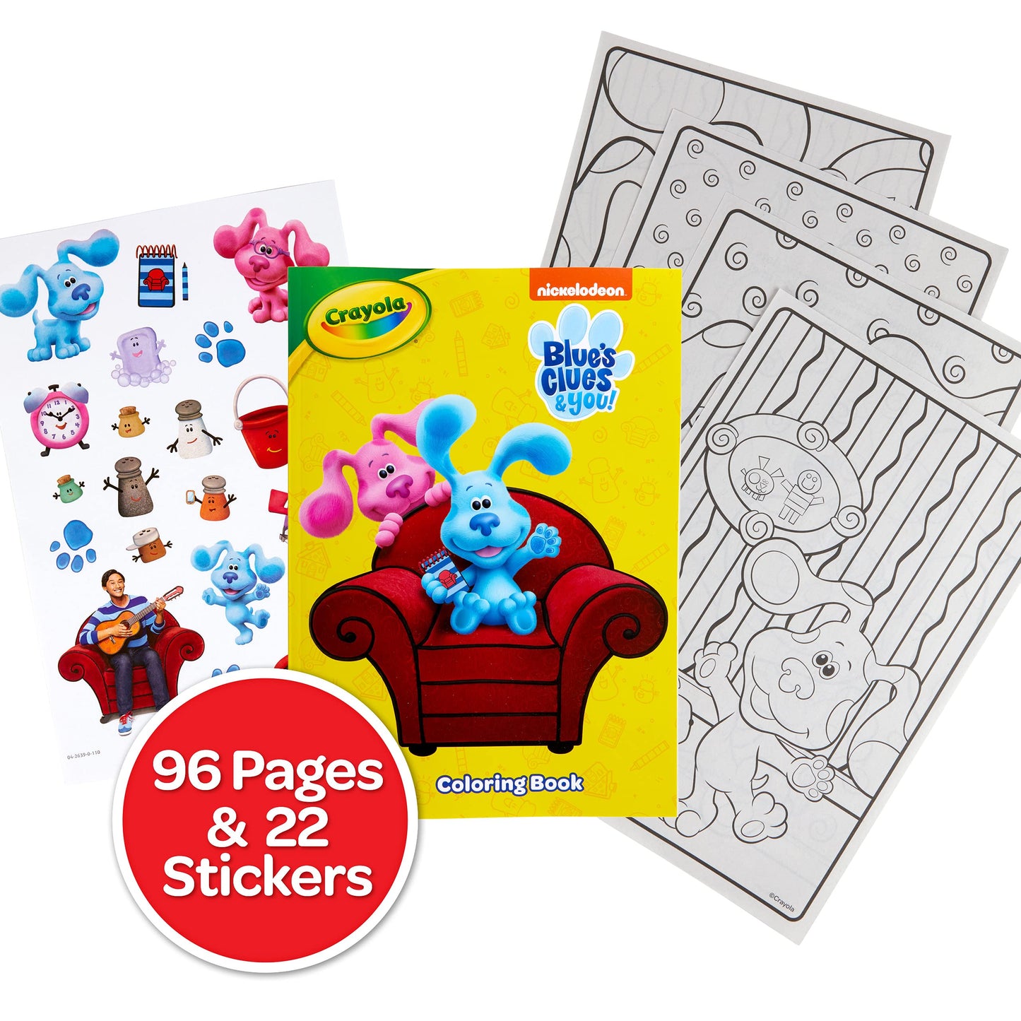 Crayola Blues Clues Coloring Book with Stickers, 96 Pages, Multi, Ages 3-6, 2 Piece Set, Model 04-2639