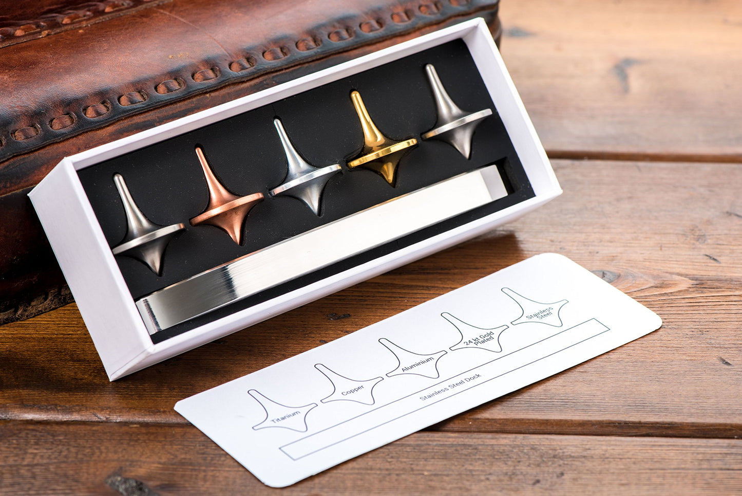 Foreverspin Mini Metal Museum(5 Unique Tops, 1 Dock) - World Famous Spinning Tops