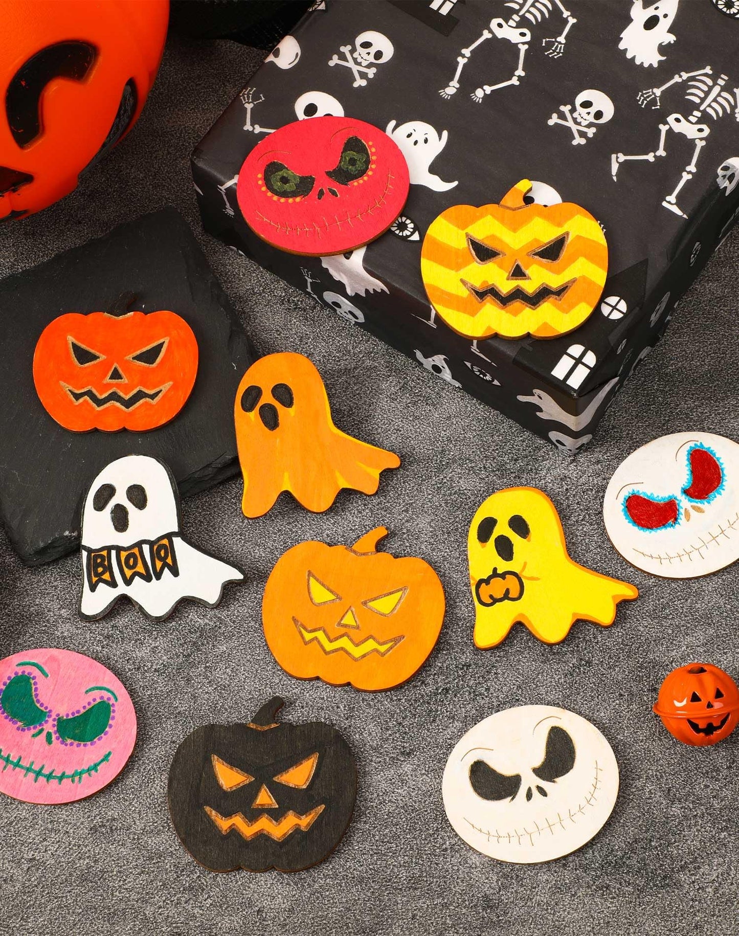 Cypherx Halloween Wood Crafts For Kids, Halloween Treasure Hunt Tokens For Kids, Halloween Activity And Reward Wood Tokens, Diy