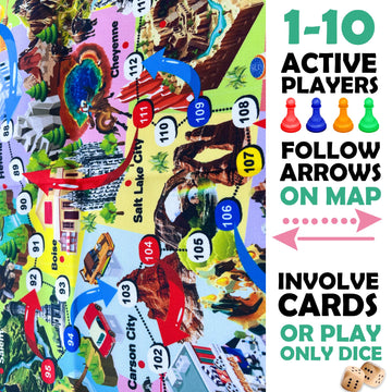 Quokka Board Game 1 To 10 Players - Learning, Educational - Geography, United States - 120 Question Cards, Top Facts - Indoor, Outdoor - Kids, Teens, Adults, Family