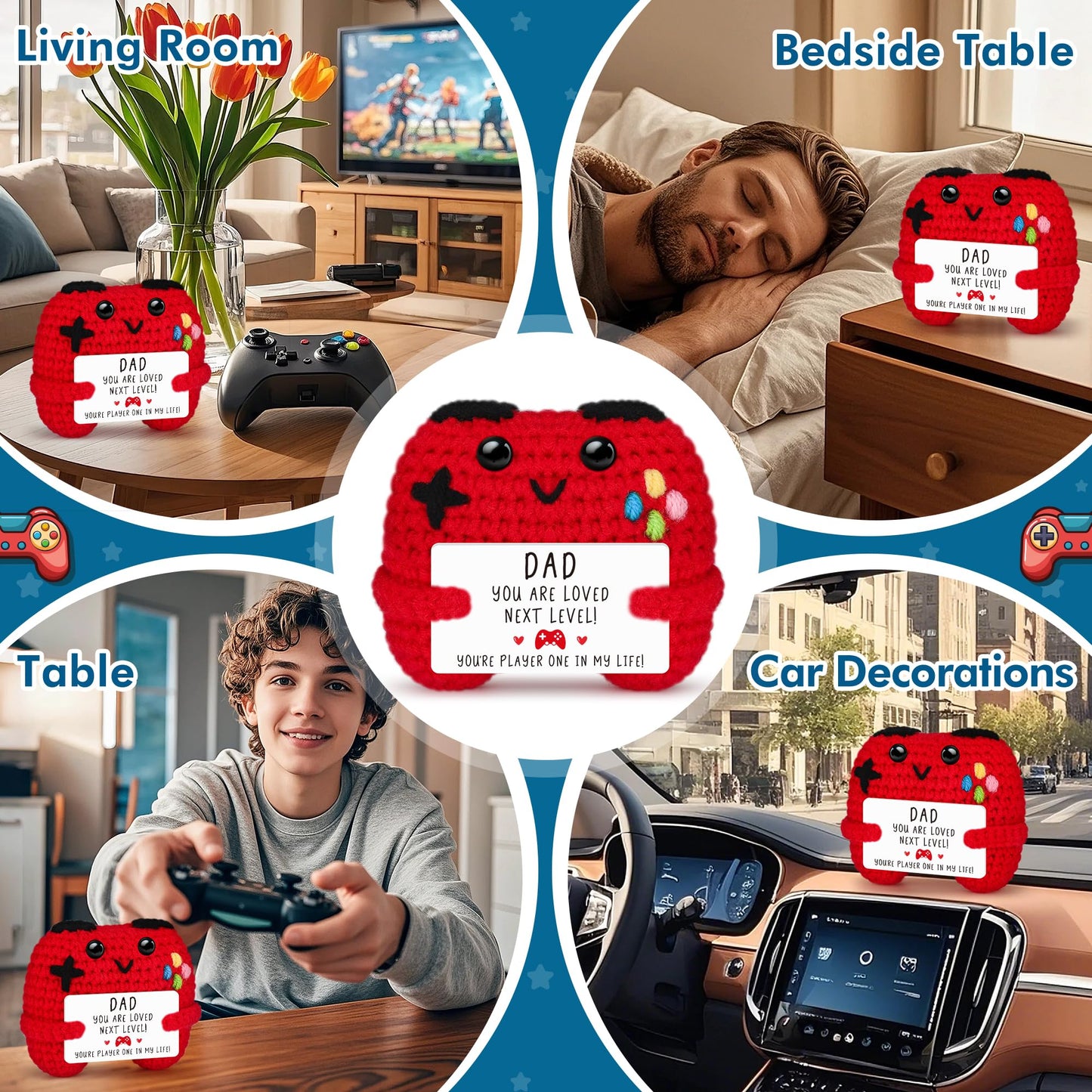 Busy Gaming Life Crochet Game Controller Dad Gifts for Christmas Fathers Day Birthday, Best Dad Ever Gifts for Father from Son D