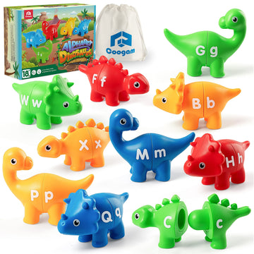Coogam Matching Letters Fine Motor Toy, 26 Pcs Double-Sided Abc Dinosaur Alphabet Match Game With Uppercase Lowercase, Preschool Educational Montessori Learning Toys For Toddlers