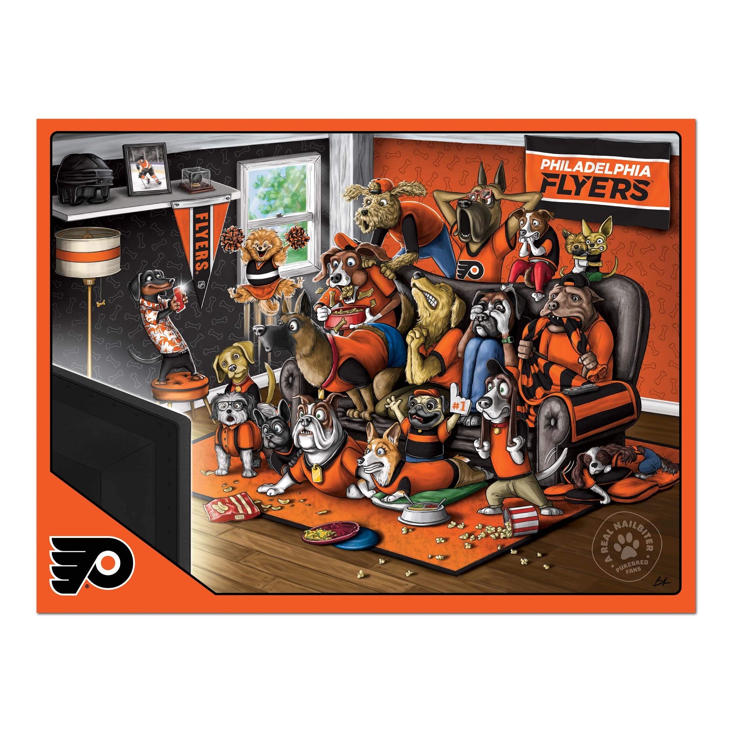 Youthefan Nhl Philadelphia Flyers Purebred Fans 500Pc Puzzle - A Real Nailbiter