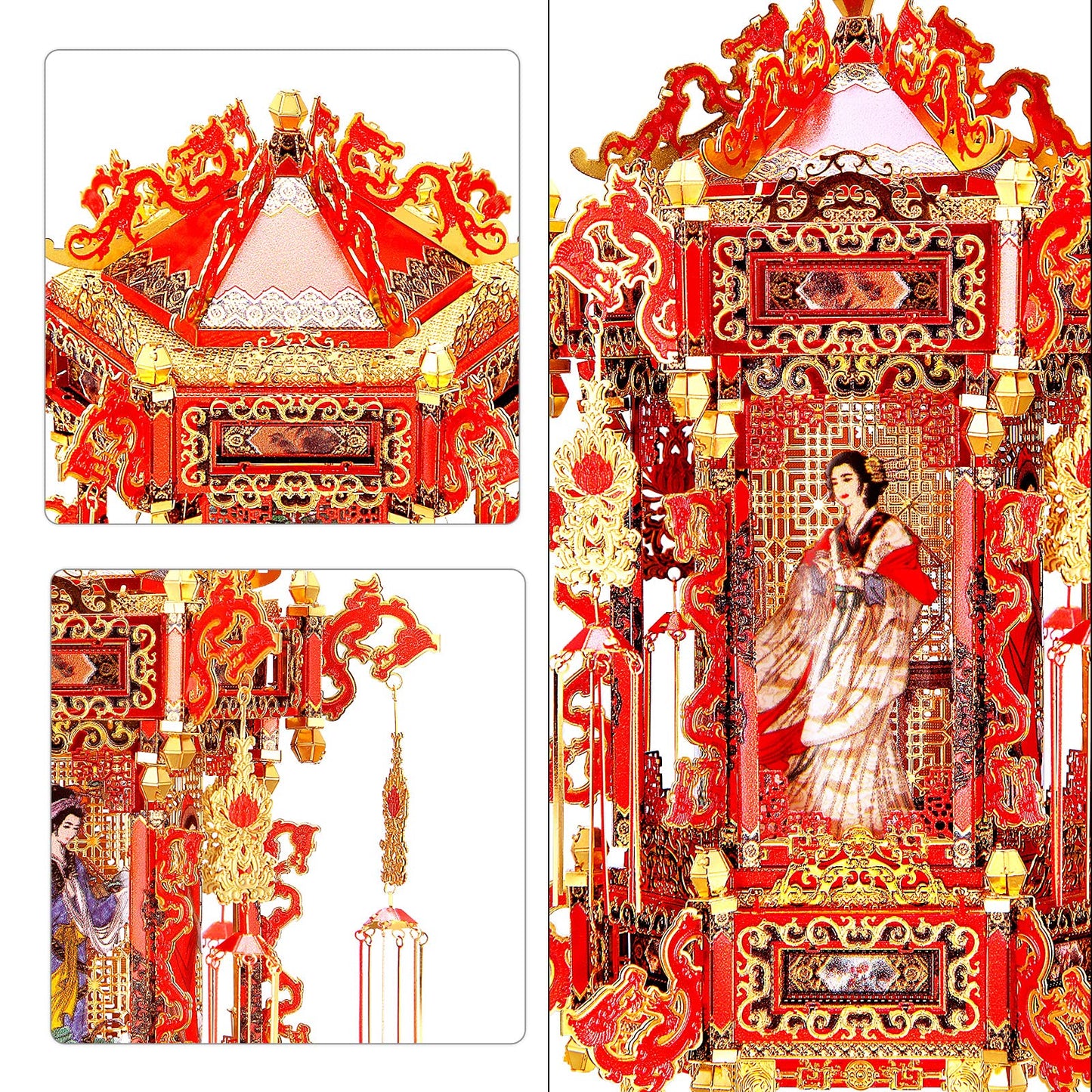 Piececool 3D Puzzles For Adults, Palace Lantern Diy 3D Metal Models Kit,Chinese Traditional Culture 3D Models Puzzle Fidget Toys Hobbies For Men, Great Christmas Birthday Gifts-257 Pcs
