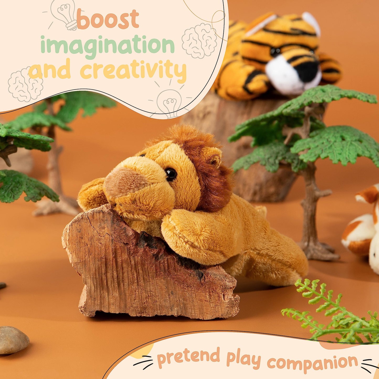 Forest & Twelfth Stuffed Lion, Single Mini Stuffed Animal Plush Toy For Kids, Safari Party Favors And Goody Bags, Classroom Treasure Box Prizes, Stocking Stuffers (Lion)