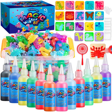 Kidisego Aqua Fairy Water Gel Kit for Kids, Magic Water Elf Toy Kit with 12 Colors Magic Gel, Aqua Fairy kit with 18 Shape Molds