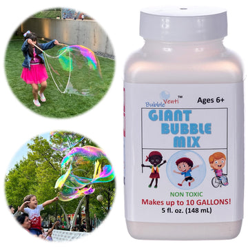 Bubbleventi Giant Bubble Mix | Made in USA |100% Vegan Non-Toxic Powder Makes 10 Gallons of enhanced  Big Bubble Solution for kids STEM fun | Use in Bubble Wands + Machines