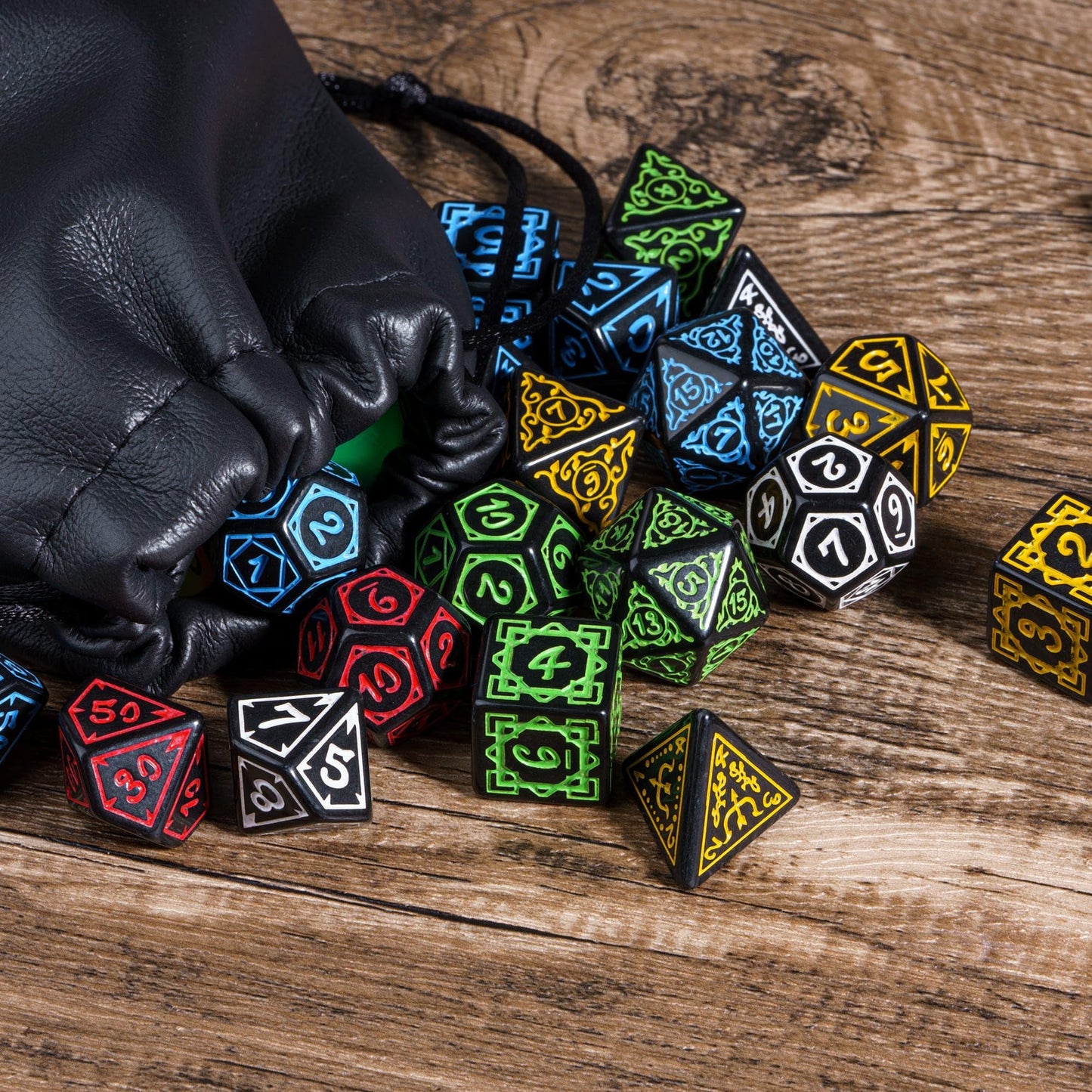 Haxtec Gemstone Dnd Dice With Premiun Dnd Dice Case Rainbow Glass D&D Dice Dungeons And Dragons Ttrpg Gift