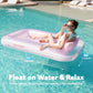 SLOOSH Inflatable Tanning Pool Lounger Float  70 x 46 Pool Floats mature-themed with Pillow  4 in 1 Suntan Tub Raft Floatie Sunbathing Bed Lounge for Water Blow Up Kids Ball Pit Party Gifts  L-Cyan Pink