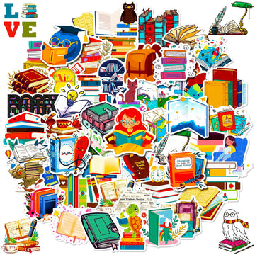 100 Pcs Book Stickers Bulk, Reading Stickers For Water Bottles, Library Stickers, Book Accessories For Reading Lovers, Vinyl Wat