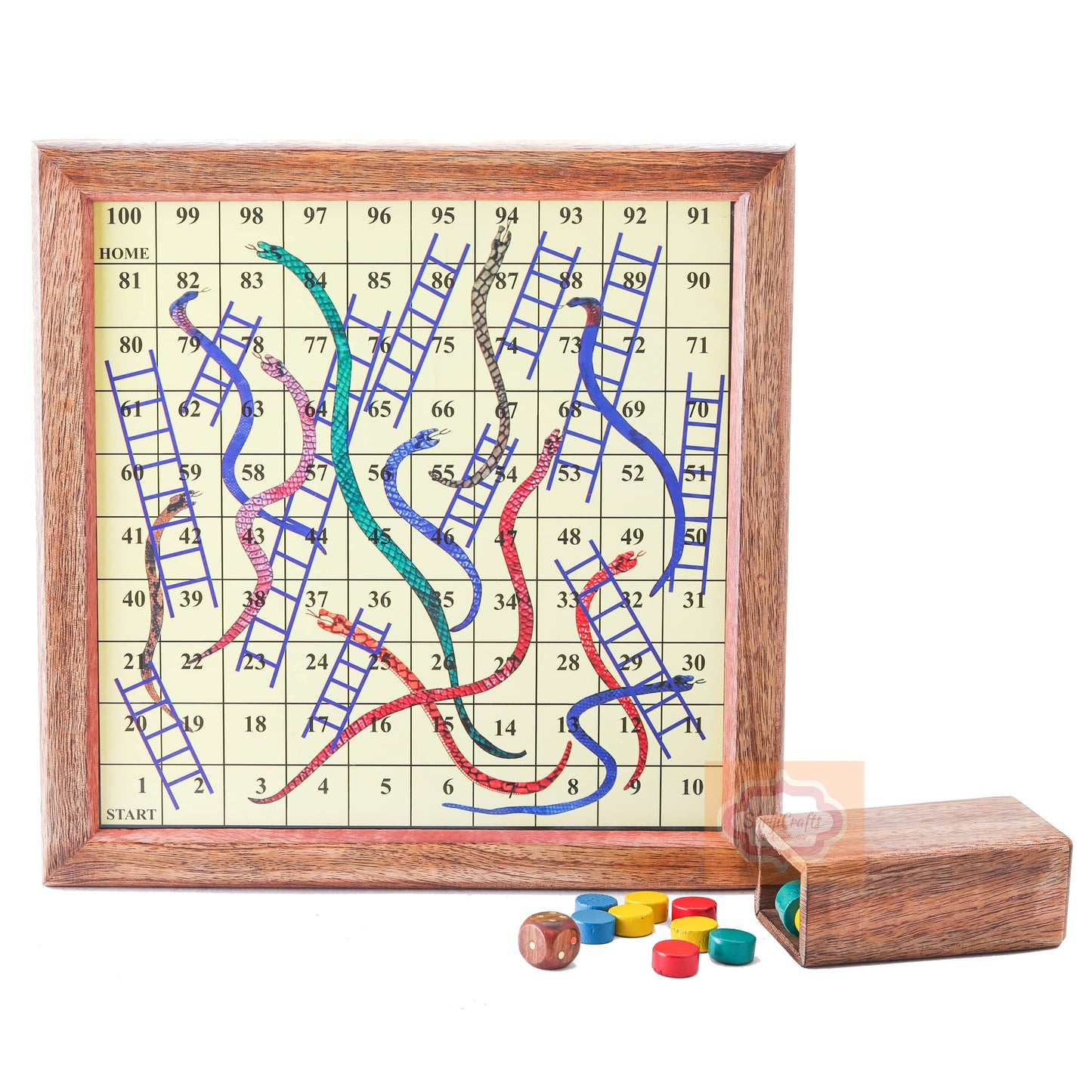 Ortus Handmade Wooden Classic 2 In 1 Magnetic Ludo Snakes And Ladders Set | Travel Board Game For Adults And Kids | Best Birthda
