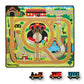 Melissa & Doug Round The Rails Train Activity Play Rug, 3 Wooden Train Cars (39' X 36')