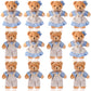 12 Pieces Mini Bear Stuffed Animals Plush Bears  Mini Couple Bear with Burlap Clothes Little Bear Toys for Birthday Wedding Decorations Christmas Party Favors Supplies (Blue  White Cute Style)