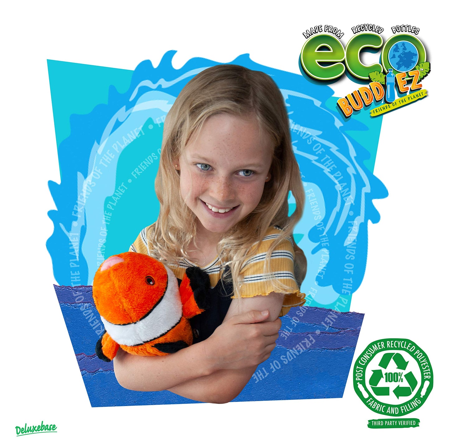 Ecobuddiez - Clown Fish From Deluxebase. 15 Inch Clown Fish Plush Toy. Eco Friendly Child Safe Fish Stuffed Animal Made From Recycled Plastic Bottles.