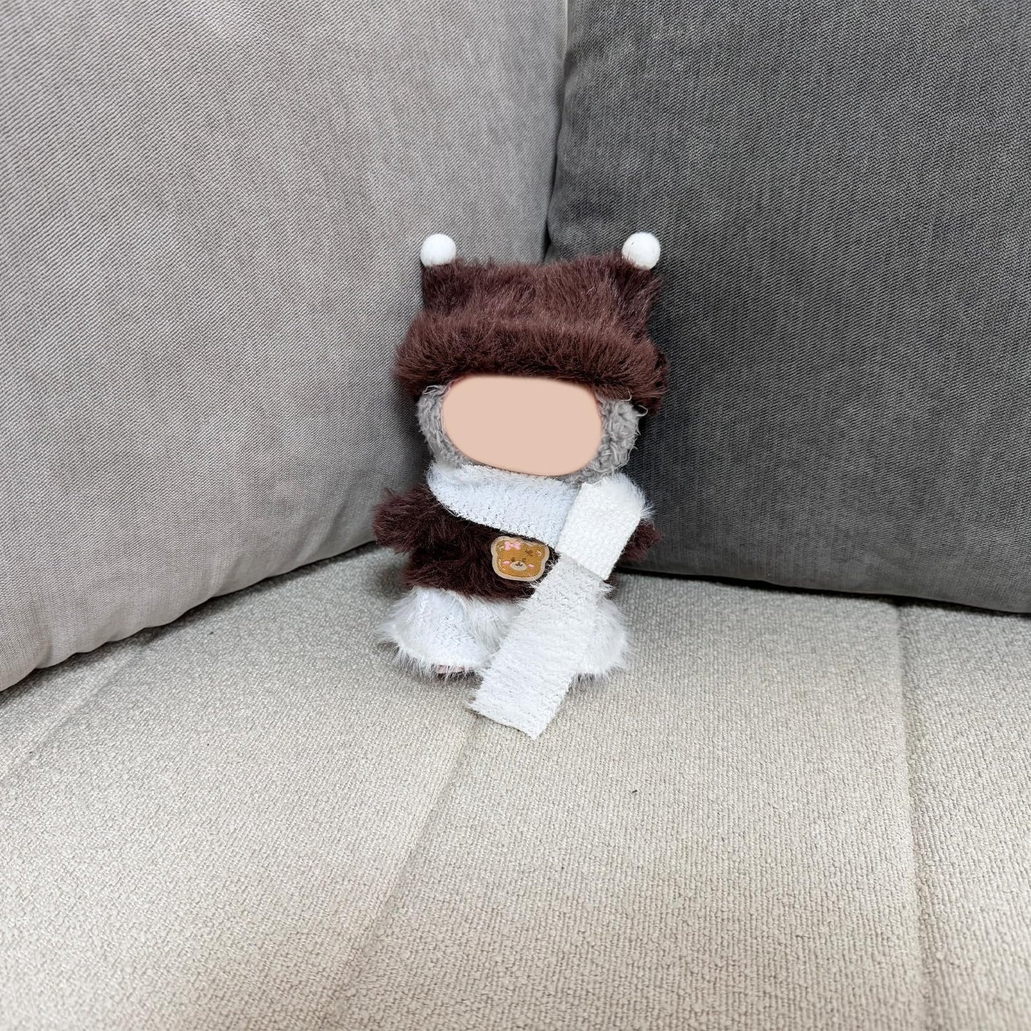 17cm Doll Clothes Set(NO Doll) - Cute Knit Sweater & Handcrafted Crochet Skirt  enhanced Fashion Dresses  Soft Stretch Fabric Costume Accessories Brown Winter Hat Scarf Suit