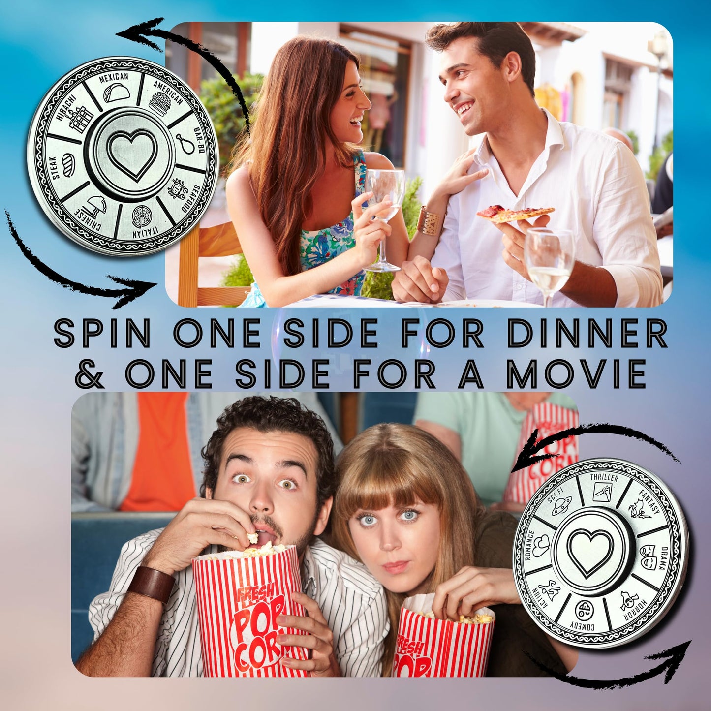 Luck Lab Date Night Decider - Date Night Spinner with Velvet Storage Bag (Date Night Spinner)