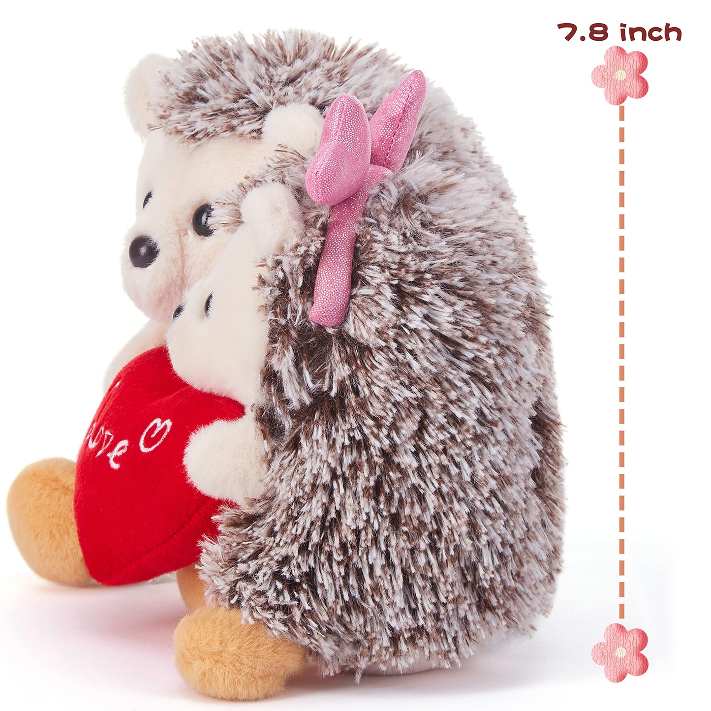 Ikasa Hedgehog Stuffed Animal Plush Toy Holding Heart With Love For Valentine Day,7.8'' Pair Of Cute Soft Small Toys,Gifts For G