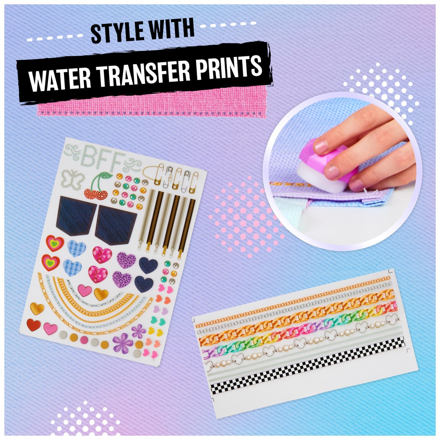 Cool Maker, Stitch ‘N Style Fashion Studio Refill With 2 Pre-Threaded Cartridges, Fabric And Water Transfer Prints, Arts & Crafts Kids Toys For Girls