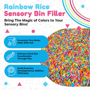 Sensory-N-Stuff Rainbow Rice Sensory Bin Filler for Sensory Table - Colored Rice for Sensory Play (4 Cups - 2LB)