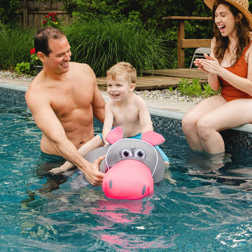 Big Joe Pool Petz Large Hippo Animal Pool Toy Float, Hippo Shape Mesh, 3 Feet