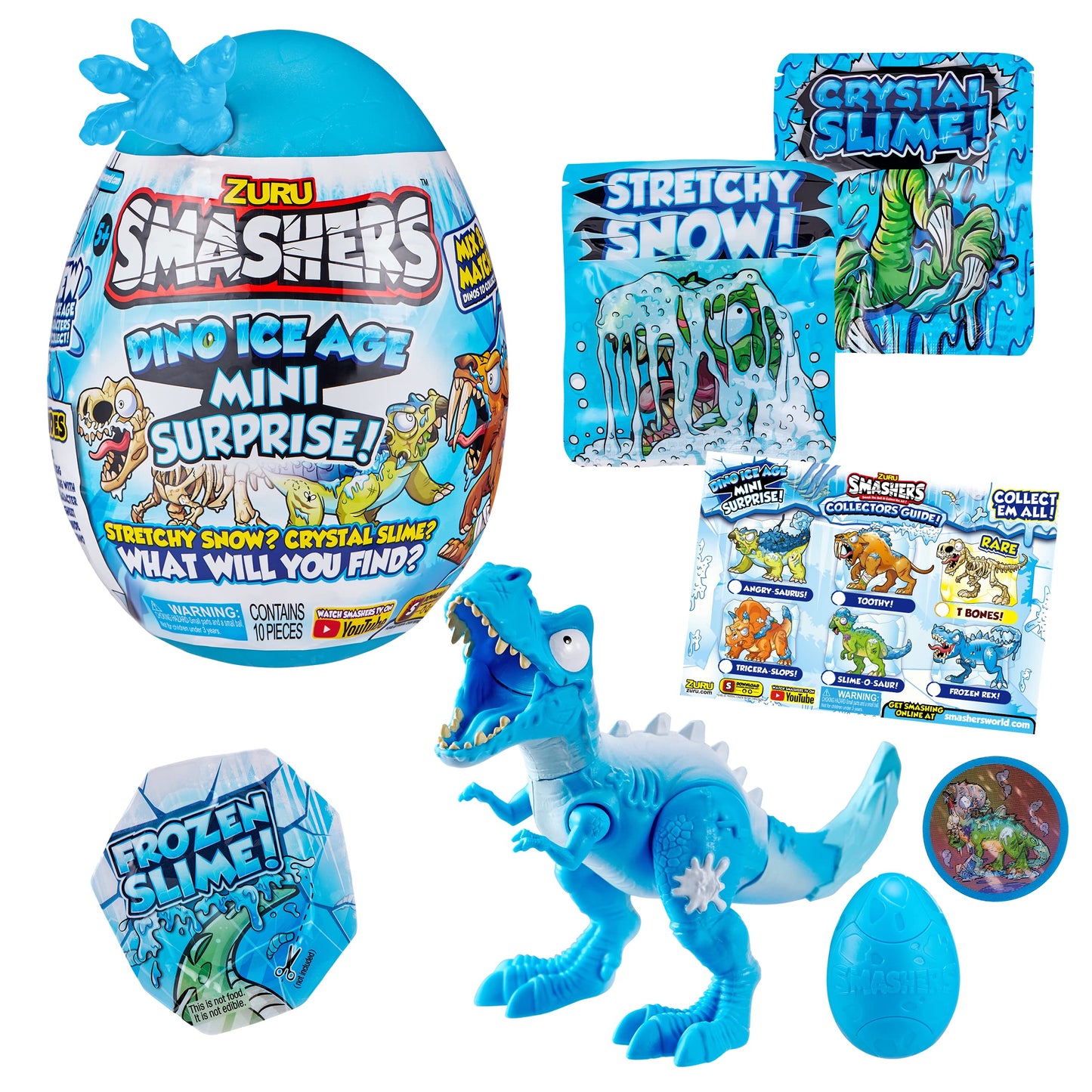 ZURU SMASHERS Mini Smashable Egg - Exclusive Dino Ice Age T-Rex - Collectible Slime Toy for Boys and Kids, Model 7456A
