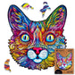 Unidragon Original Wooden Jigsaw Puzzles - Impressive Cat, 200 Pcs, Medium 11.4'X11.8', Beautiful Gift Package, Unique Shape Best Gift For Adults And Kids