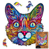 Unidragon Original Wooden Jigsaw Puzzles - Impressive Cat, 200 Pcs, Medium 11.4'X11.8', Beautiful Gift Package, Unique Shape Best Gift For Adults And Kids