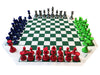 WE Games Four Player Chess Set - Navy Blue Vinyl Roll Up Mat with 4 Sets of Pieces for Team Chess Fun