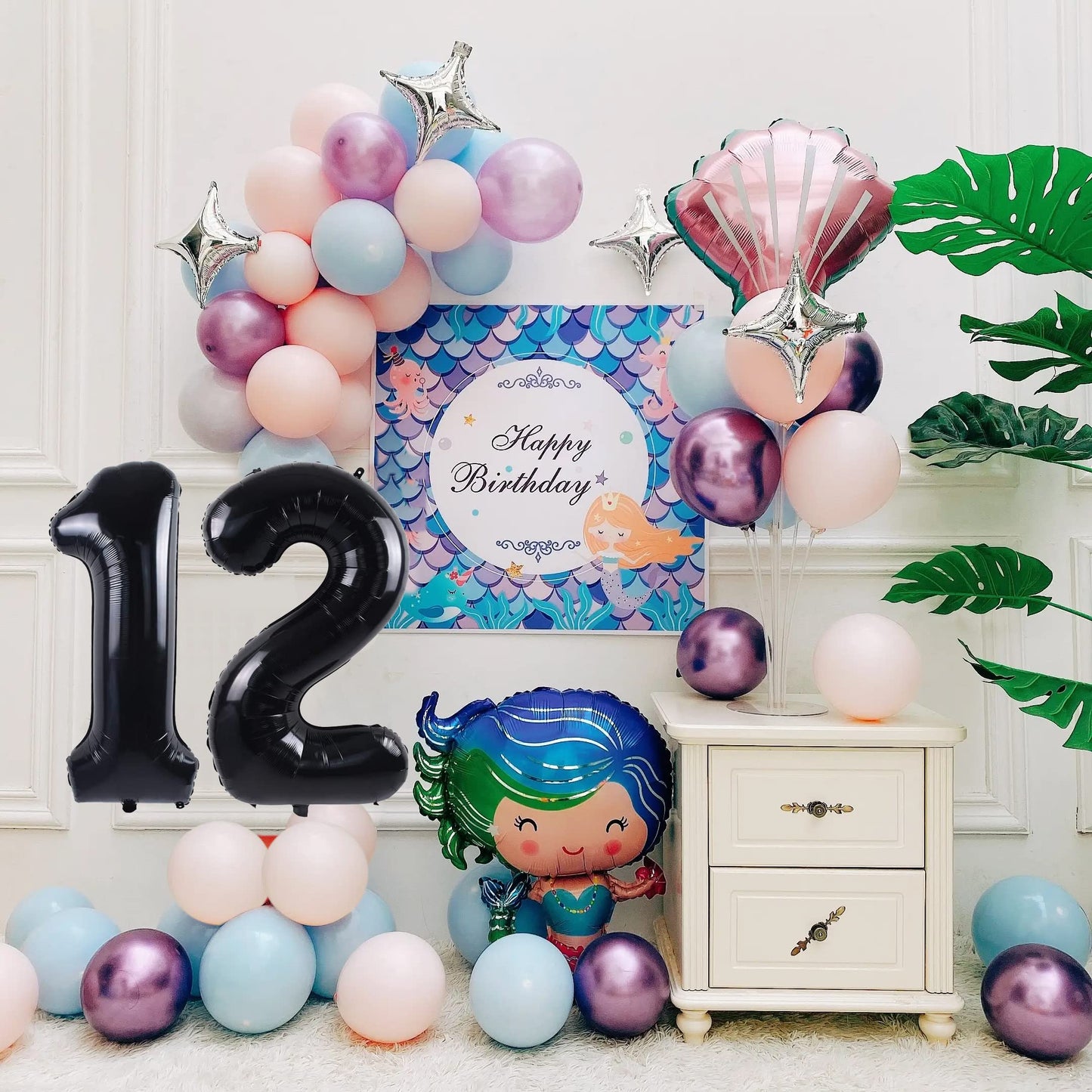 Smlpuame 40 Inch Number Balloon 0-9 Black Large Number 12 Balloons,Digital Balloons For Birthday Party Celebration Decorations S