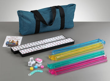 usamjtable 166 Tiles American Mahjong Set Soft Bag 4 All in One Color Pushers Racks Combo Easy Carry (Teal)