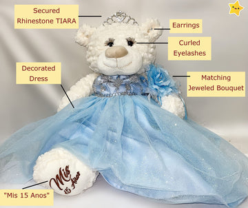 Kinnex Collections Since 1997 20'' Quince Anos Quinceanera Last Doll Teddy Bear With Dress (Centerpiece) ~ Arc16831-34R (Champan