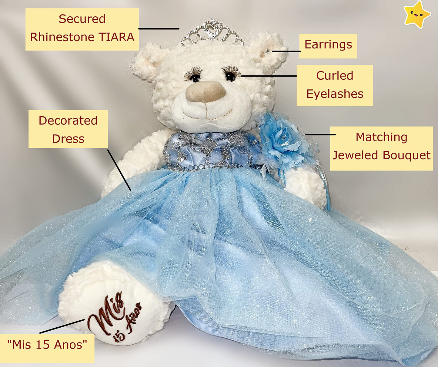 Kinnex Collections Quinceanera Doll Teddy Bear 20" Lavender1 Rhinestone B16631-5
