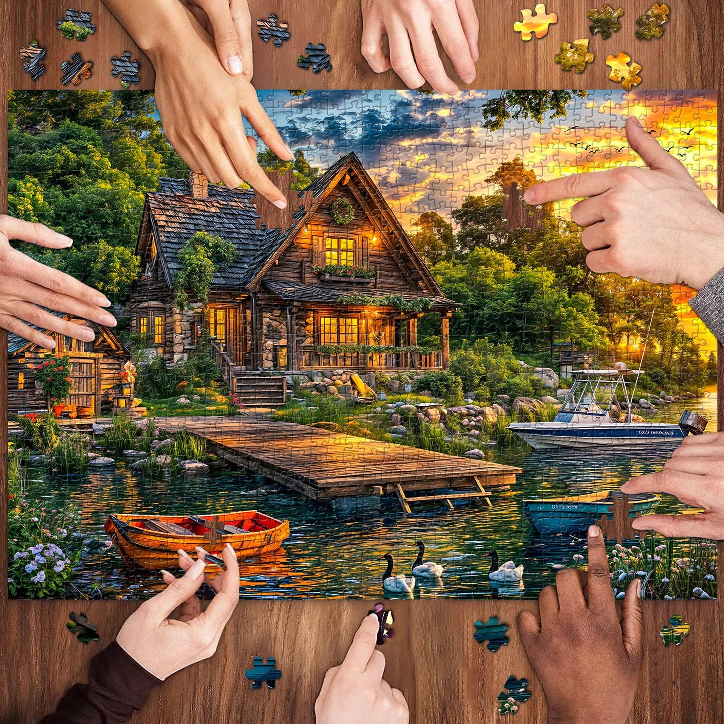 Tangcomplete - Holiday Cottages Puzzles For Adults 1000 Pieces, Jigsaw Puzzles For Adults 1000 Piece, Challenging Game Toys, Imp