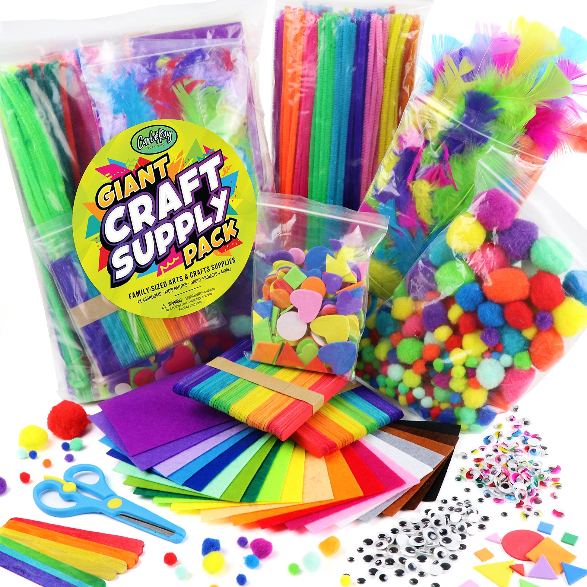 Arts and Crafts Supplies Kit for Kids - Boys and Girls Age 4 5 6 7 8 Years Old - Toddler Art Set Activity Materials in Bulk - Gr
