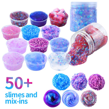 Crystal Unicorn Slime Kit for Girls 4-12: All-in-One Set with Butter, Glimmer Crunchy, Galaxy, Foam & Jelly Beans Slime - Perfec
