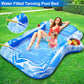 TURNMEON Extra Large Inflatable Tanning Pool Float Lounger with Backrest & Drink Holder, Pink/Blue, Water-Filled, Perfect for Pool Parties