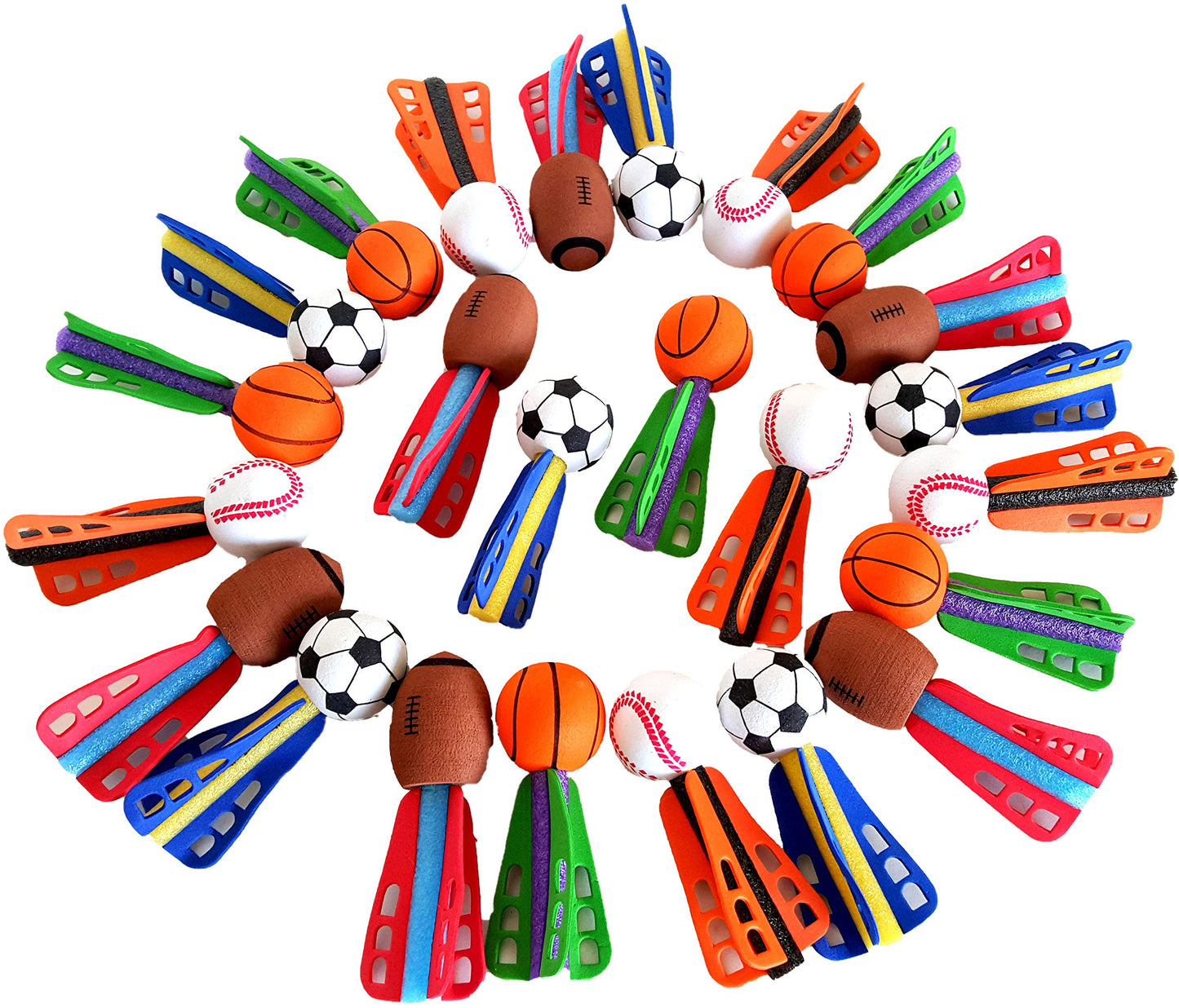 Dondor Enterprises Mini Foam Sports Ball Rocket Launcher Party Favors, Basketball, Baseball, Soccer, Football Foam Rocket Party 
