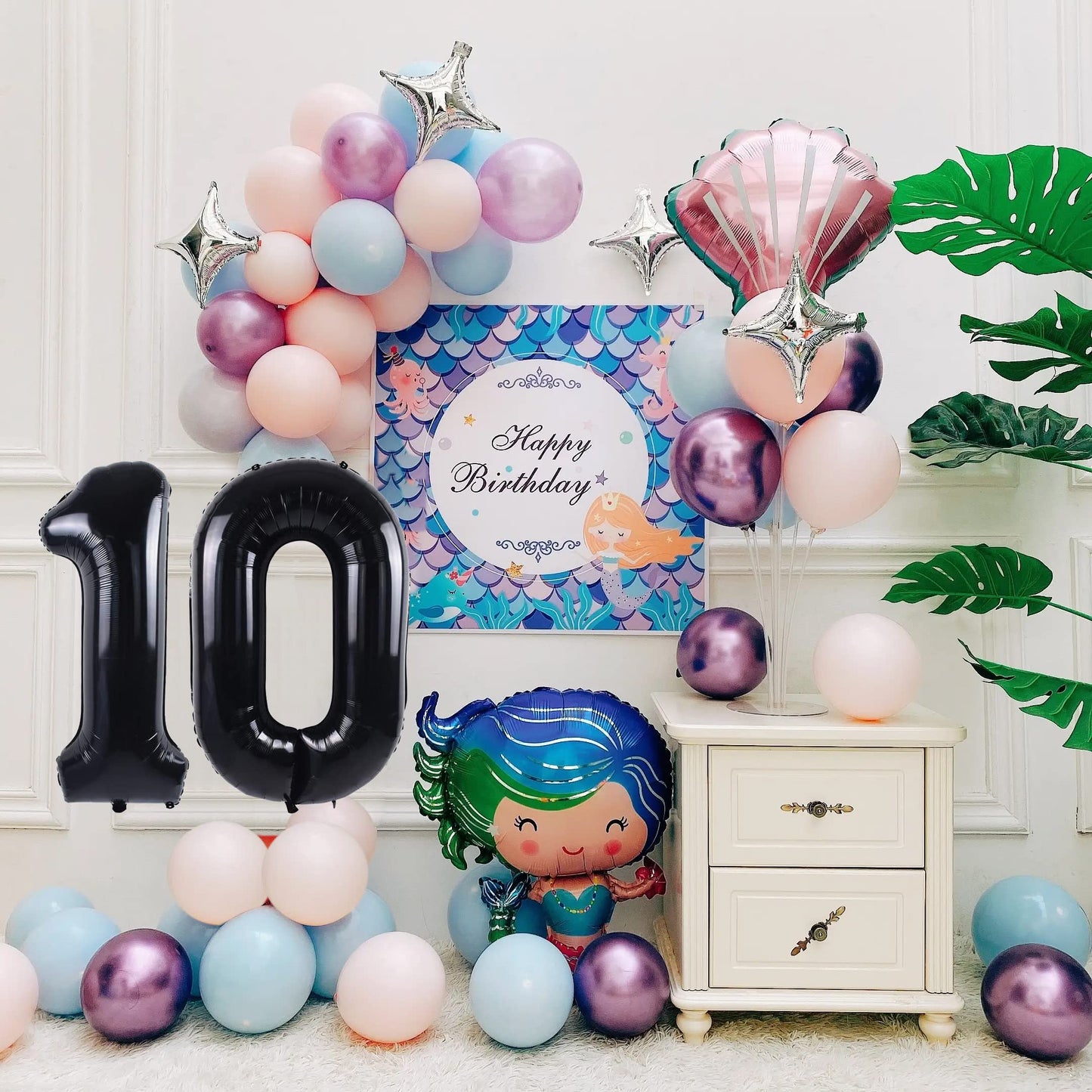 Smlpuame 40 Inch Number Balloon 0-9 Black Large Number 10 Balloons,Digital Balloons For Birthday Party Celebration Decorations S