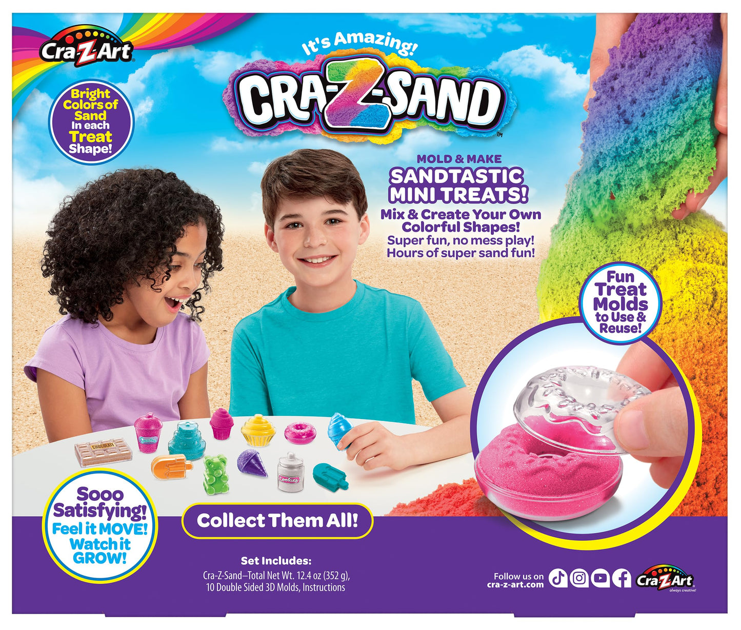 CRA-Z-Sand Sweet Treats Mini Mania 10 Piece Multicolor Mini Grocery Sand Set, Ages 6 and up