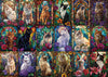 Buhah Stained Glass Cat Puzzles For Adults 1000 Pieces Colorful Flower Art Jigsaw Puzzles Animal Collage Plant Floral For Decora